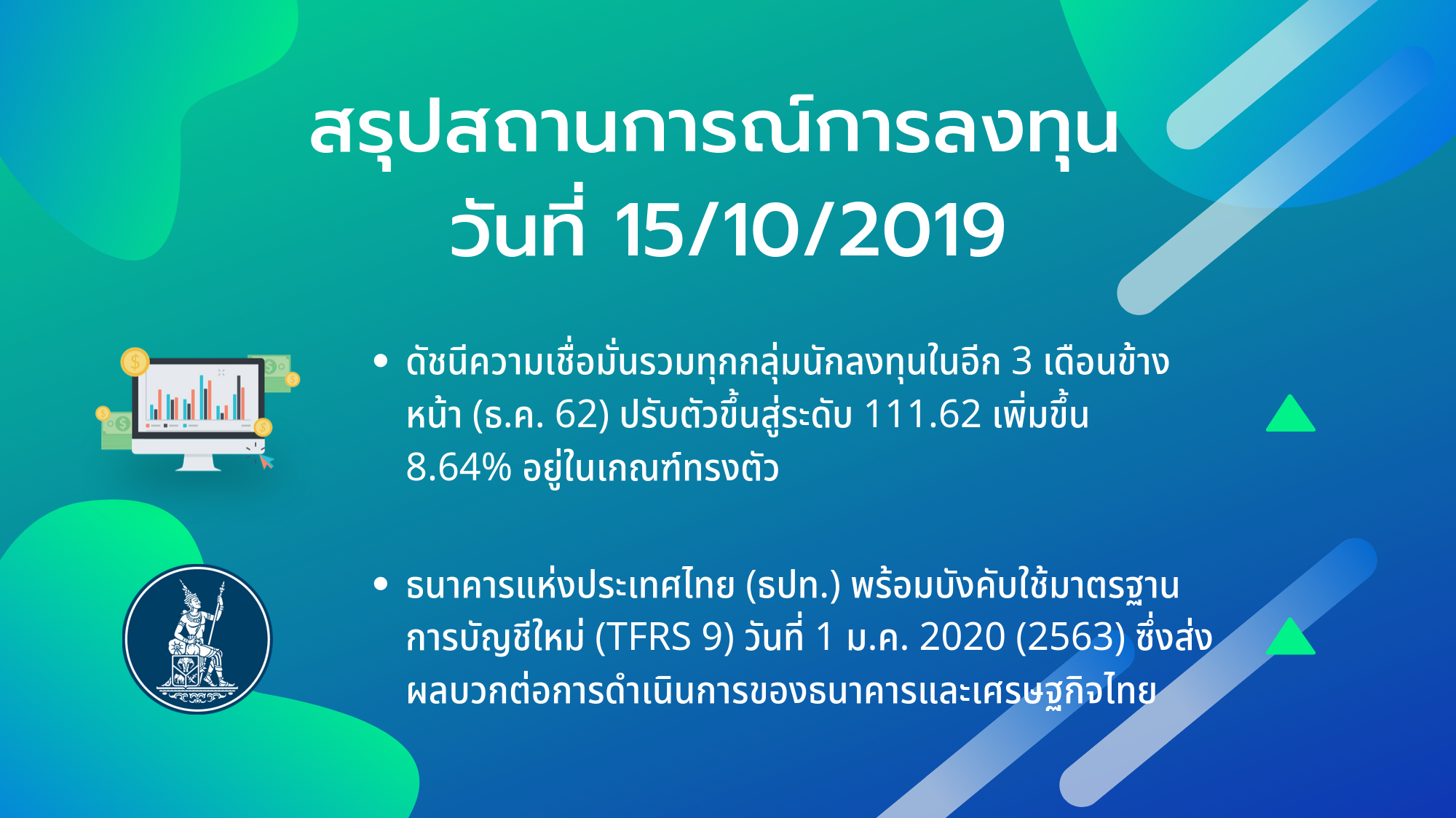 สรุปสถานการณ์การลงทุน วันที่ 15/10/2019
